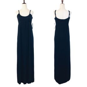 CHASER Black Ribbed‎ Babydoll Maxi Dress Sleeveless Empire Waist Size Small New